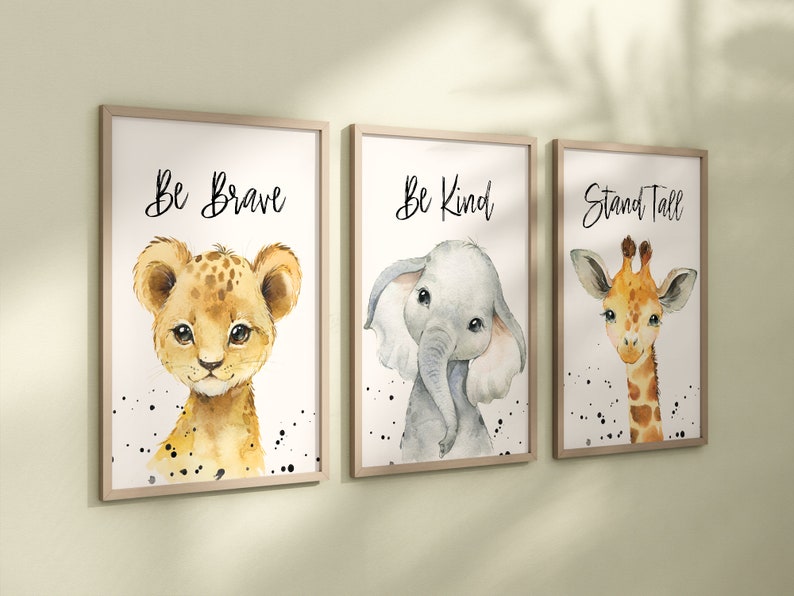 Safari Animal Set of 3 Nursery Art Prints Boy Nursery Wall - Etsy
