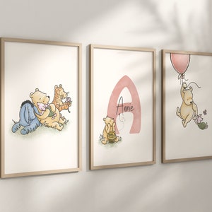 Personalized Set of 3 Classic Winnie-the-Pooh Nursery art prints, Gender Neutral, Winnie-the-Pooh inspirational quotes, new baby gift, 133