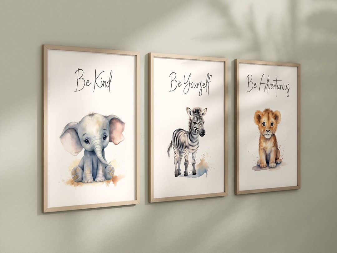 Set of 3 Safari Animal Nursery Prints, Jungle Animals, Inspiration, Boy ...