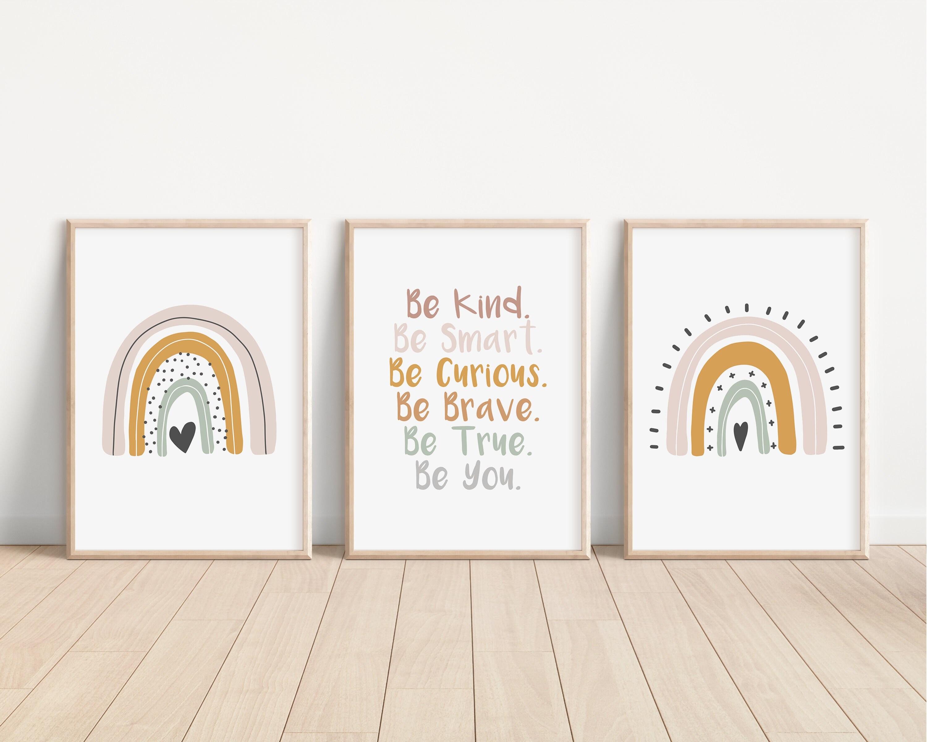 Boho Rainbow Set of 3 Nursery Art Prints, Girl Room Colorful Nursery ...
