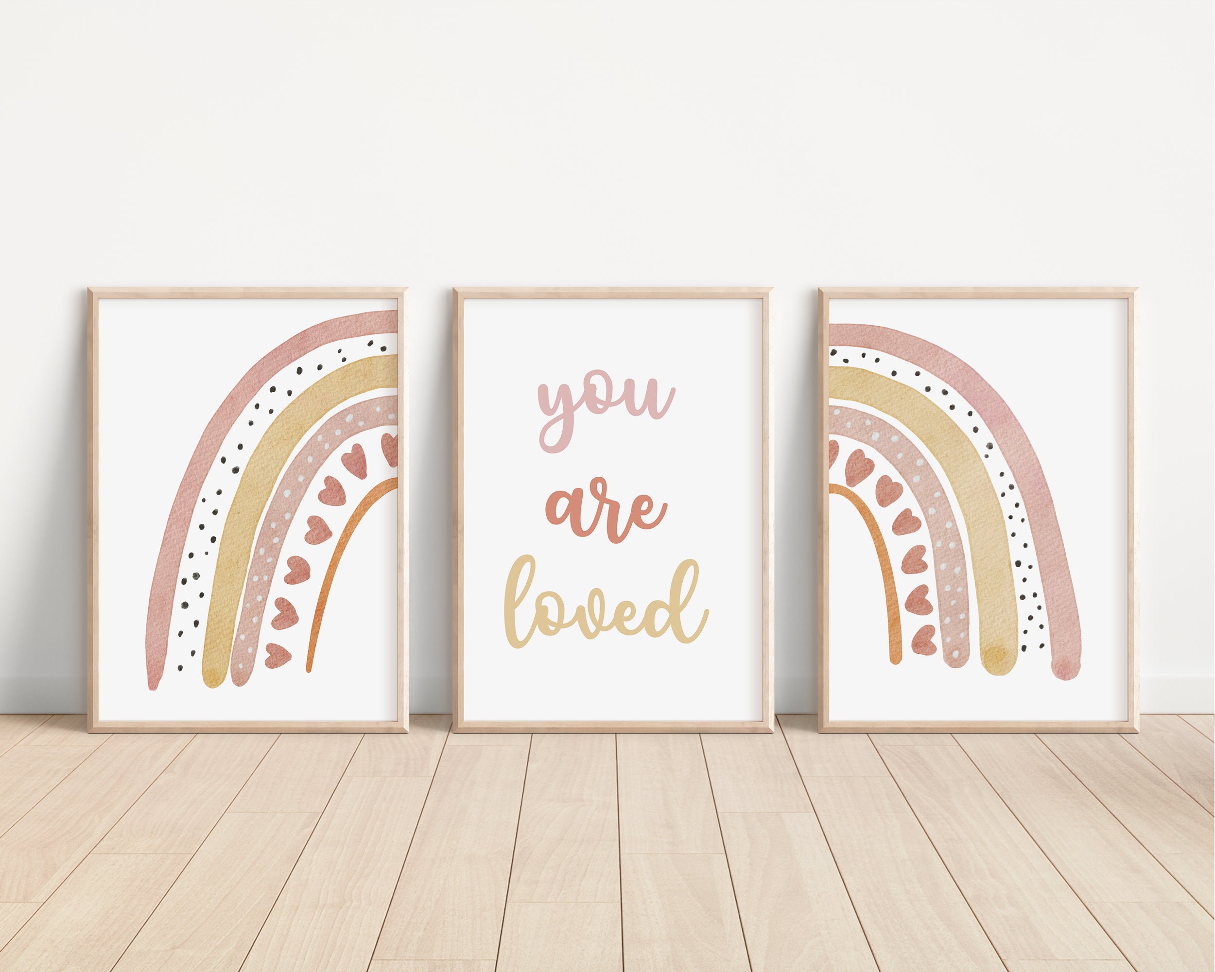 Boho Rainbow Set of 3 Nursery Art Prints, Rainbow Nursery Wall Art, You ...