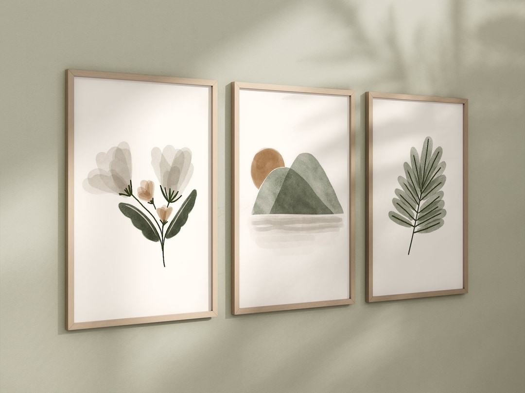 Set of 3 Boho Floral Nursery Prints, Bohemian Wall Art, Nursery Decor ...