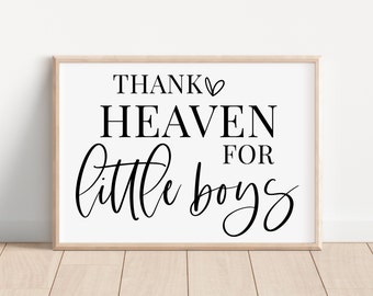 Thank heaven for little boys Nursery Art Print, Nursery Wall Art, Nursery Decor, Boy Baby Room Idea, Nursery quote print, 001