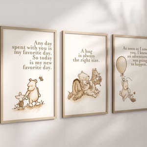 Lot de 3 tirages d&#39;art classiques Winnie l&#39;ourson pour chambre d&#39;enfant, non sexiste