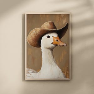 Cowboy Goose Art Print, Dog, Cat, Raccoon, Fox, Silly Boy Room Wall Art, Baby Shower Gift, Animal Theme Nursery Wall Art, Nursery Decor, 149
