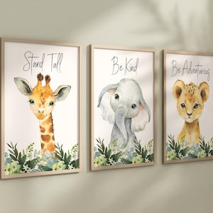 Set of 3 Safari Animal Nursery Art Prints