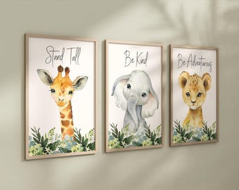 Set of 3 Safari Animal Nursery Art Prints