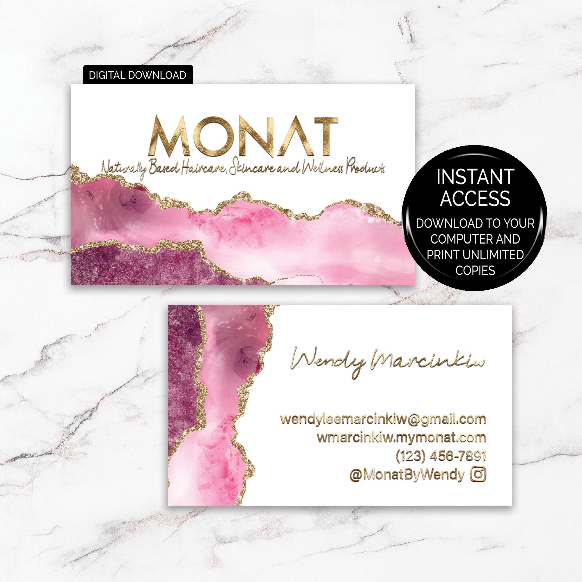 Pink Agate Monat Business Card Monat Business Card Monat - Etsy