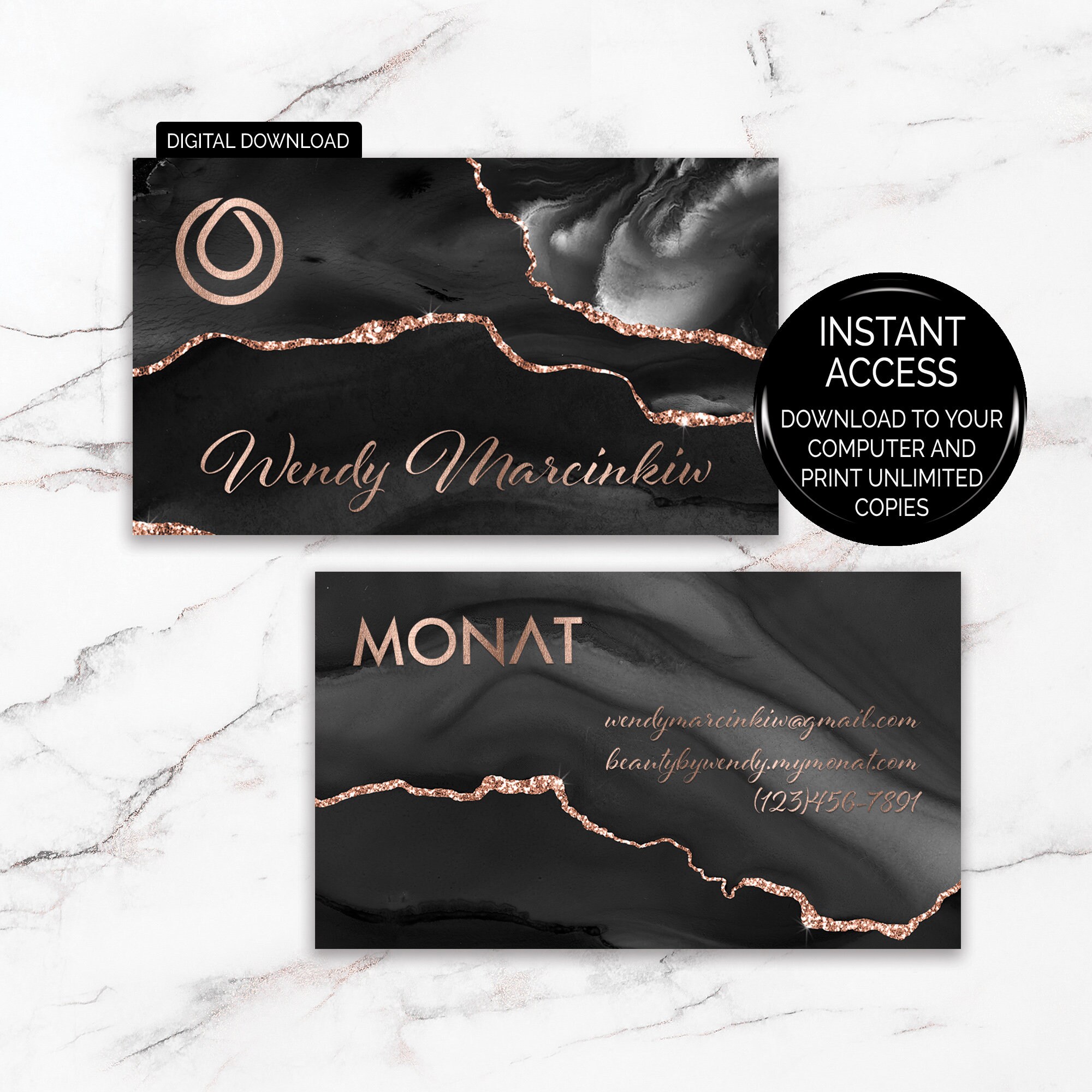 Black Agate Monat Business Card Monat Business Card - Etsy