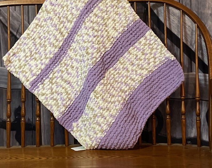 Lilac and Multi Colored Baby Blanket