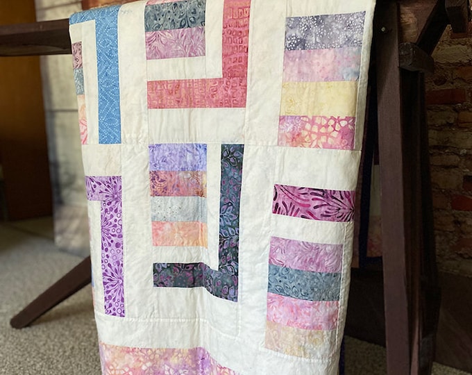 Urban Log Cabin Handmade Throw Quilt