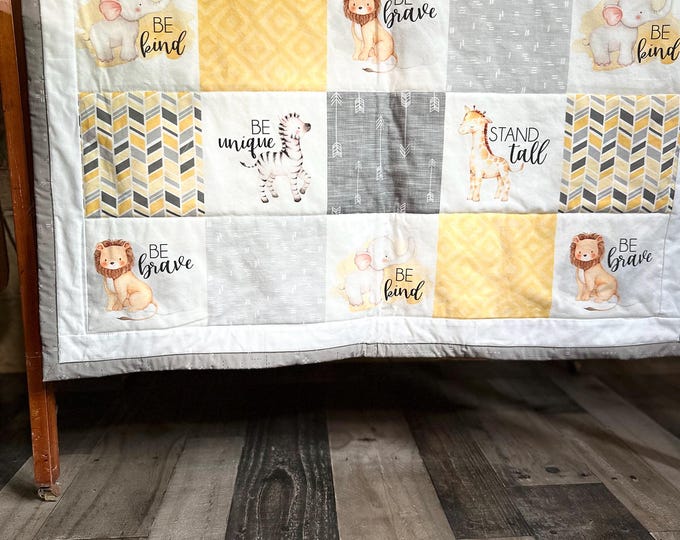 Be Brave Yellow Baby Quilt