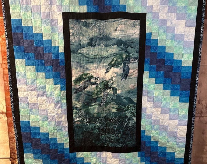 Turtley Chill Ocean Vibe Panel Quilt