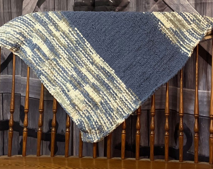 Blue and Multi Striped Baby Blanket
