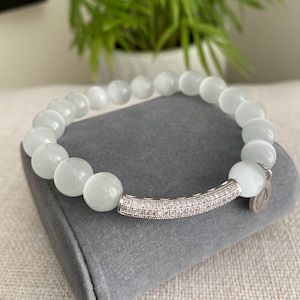 White Cat Eye Bracelet- Quartz Bracelet- Geode Bracelet- Boho Bracelet-Stack Bracelet- Women&#39;s Bracelet- Gifts For Her- Jewelry Bracelet