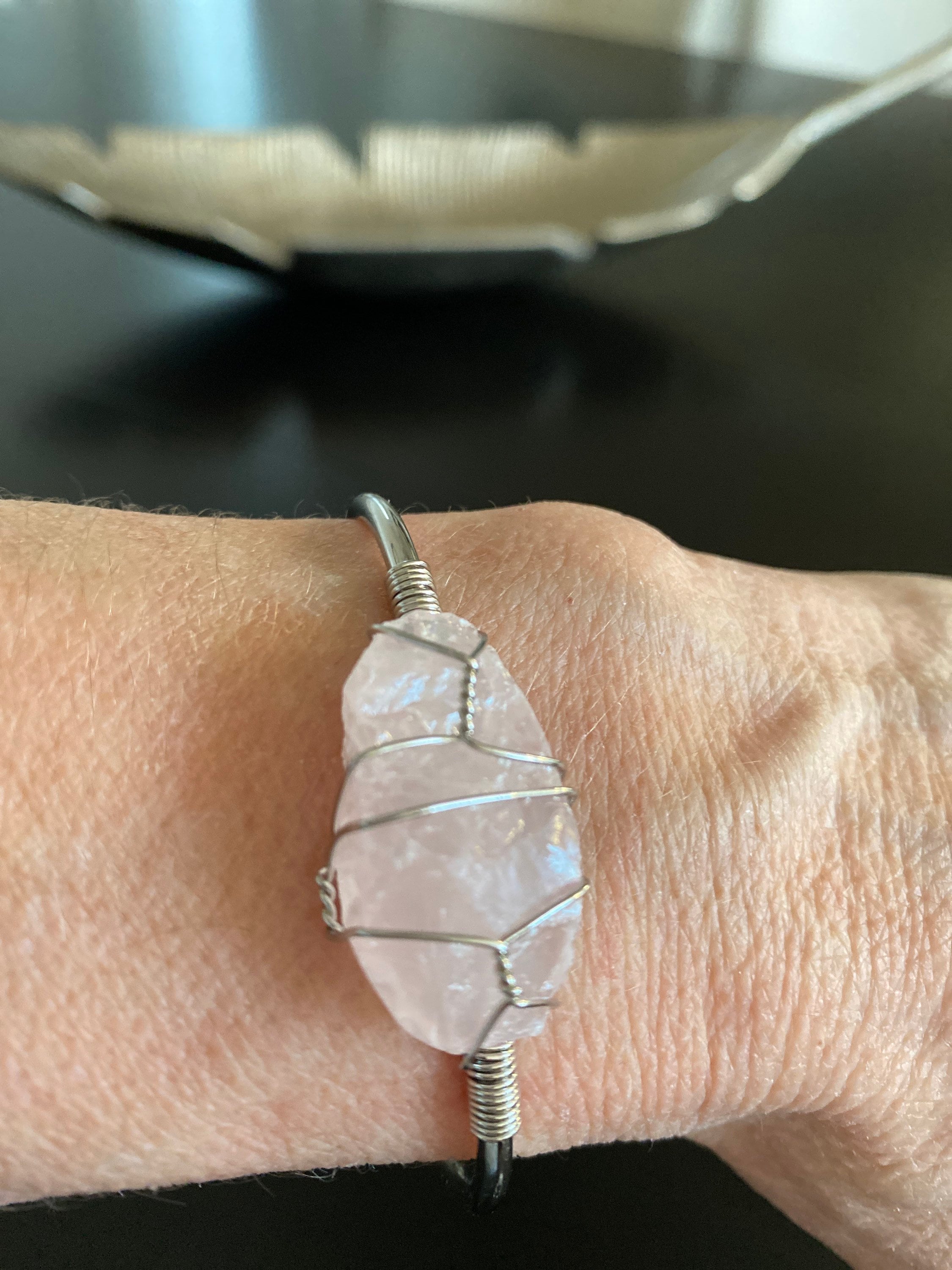 Large Stone Wire Wrapped Bracelet-wrapped Crystal Bracelet