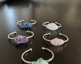 Large Stone Wire Wrapped Bracelet-wrapped Crystal Bracelet