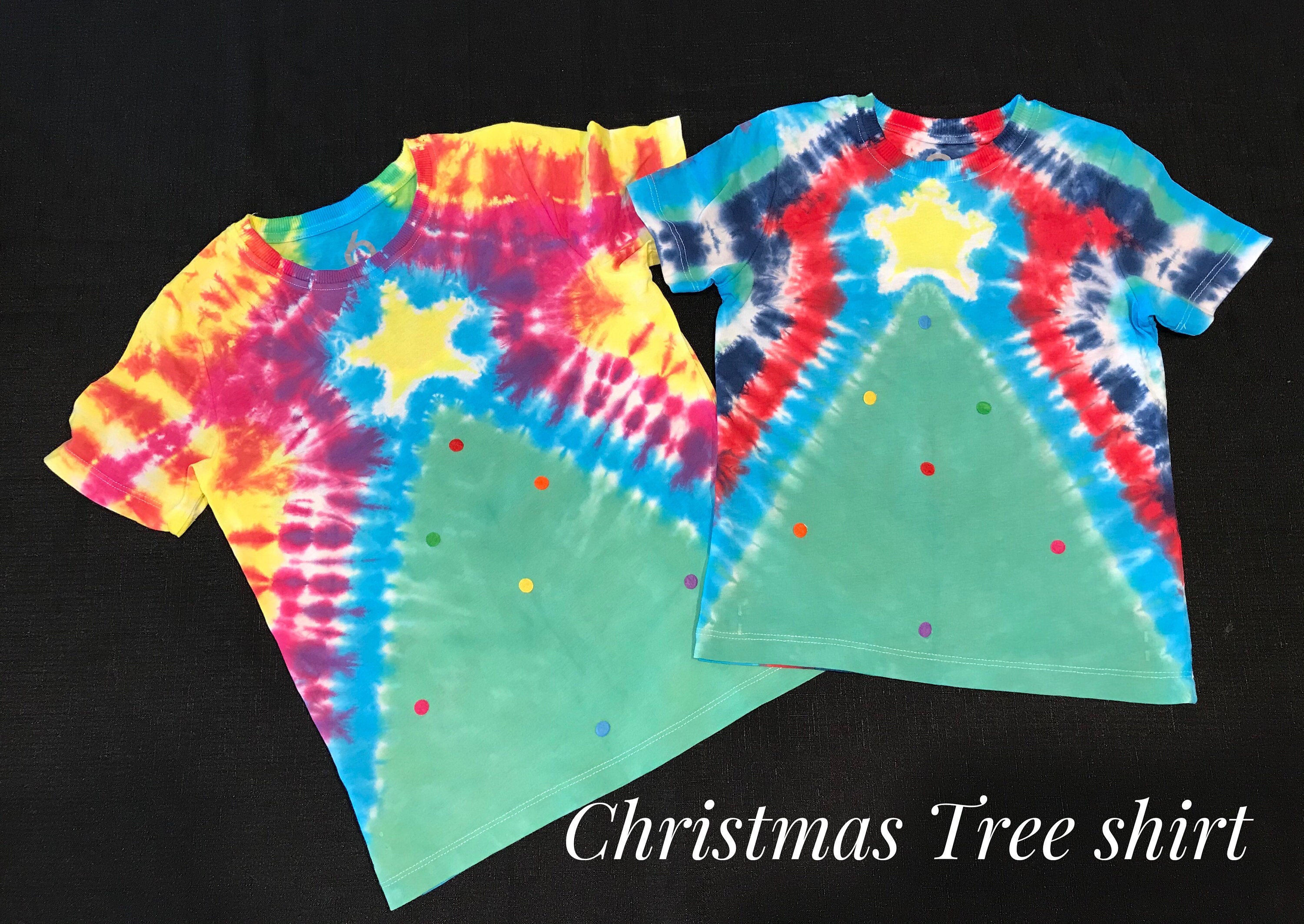 Kids Tie Dye Christmas Tree TShirt Etsy
