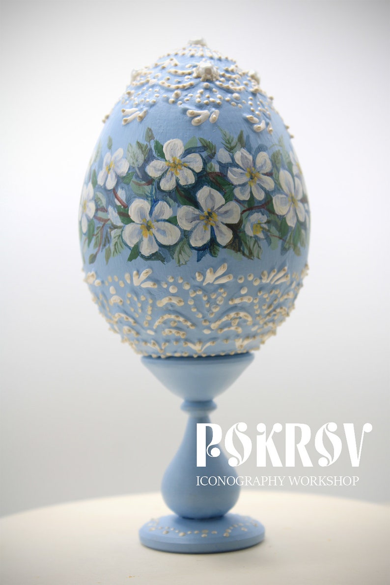 Hand Painted Easter Egg With White Flowers - Etsy