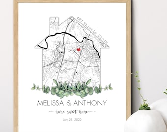 Personalized House Map Print, Custom Housewarming Gift, DIGITAL Download