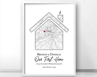 Personalized Home Map Print, Custom Housewarming Gift, (Digital File)