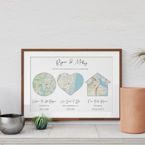 Waar het allemaal begon, we zeiden dat ik dat doe, ons eerste huis, belangrijke datums, aangepast jubileumcadeau voor hem haar, cadeau voor stel, kaart met ons liefdesverhaal