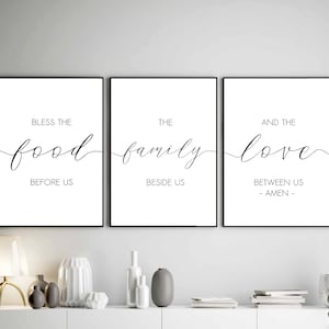 Bless the food before us Prints, Family Dining Room, Home Decor, Kitchen Wall Art, Kitchen Art Prints, Kitchen Signs, Bible Verse Wall Art