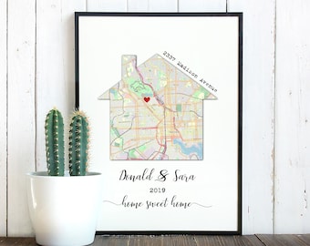 Personalized Housewarming Gift, Custom Home Map, First Time Home Buyer Print, DIGITAL Download