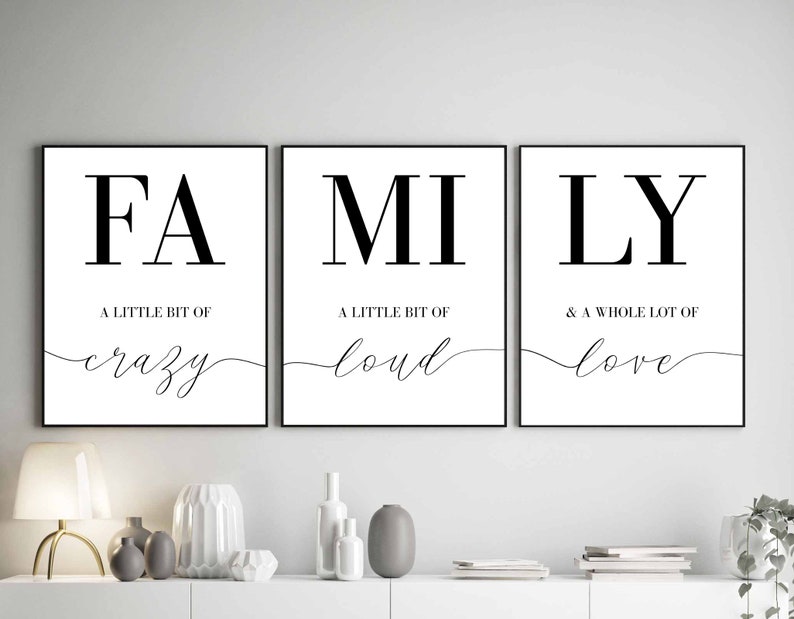 family sign family a little bit of crazy print set of 3 etsy