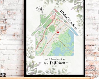 New Home Gift, Personalised Home Print, Housewarming Gift, First Home, New Home Map Print, Moving Gift, Christmas Gift