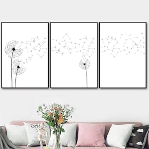 Dandelion Wall Art, Wall Art Prints, Large Wall Art, Minimalist Prints, Dandelion Print, Living Room Decor