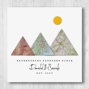 Aventura juntos, mapa de aventuras personalizado, 3 mapas, póster de viaje personalizado, impresión de mapas personalizada, mapa de viaje de aniversario de pareja