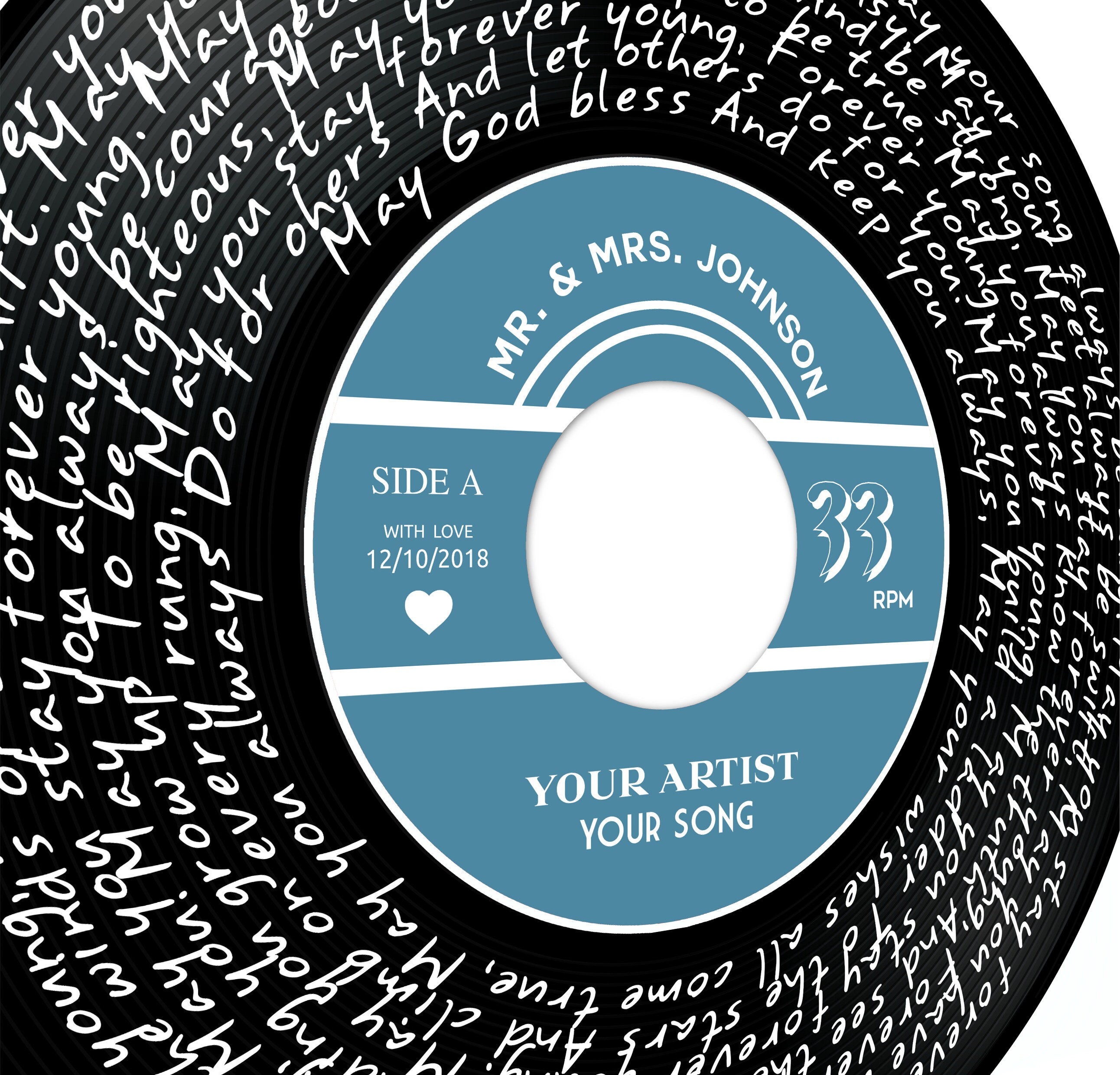 custom song lyrics wall art custom vinyl record art print etsy