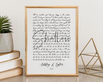 Custom Lyrics Print With Favorite Song, Personalized Anniversary Gift (Digital File)
