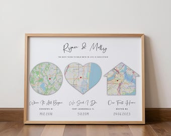 Custom Love Story Map Print, Personalized Anniversary Gift (Digital File)