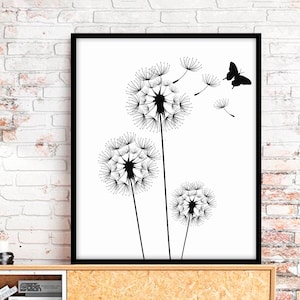 Dandelion Printable, Dandelion Print Set of 2, Dandelion Wall Art ...