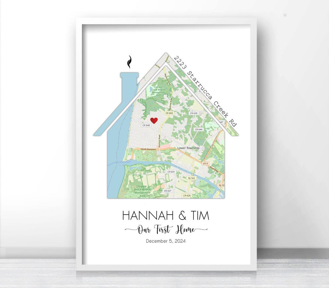Personalized Housewarming Gifts, Personalized Home Map, First Home Gift ...