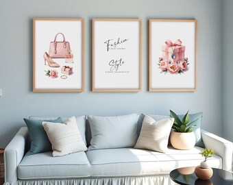Fashion Wall Art Set of 3 Beauty Studio Decor (Digital Download)