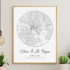 Wo alles begann, Geschenk für Männer, Jahrestagsgeschenk, druckbare Herzkarte, personalisiertes Poster, Last-Minute-Geschenk, Geschenk für ihn, Liebesgeschichte