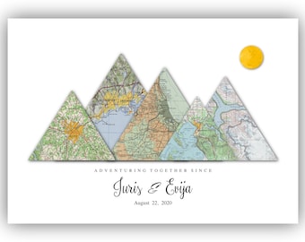 Personalized Adventure Map, Adventure Together, Custom Travel Poster, Custom Map Gift, Unique Gifts, Gift for Friends, Gift for Bride to Be
