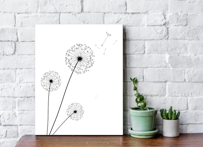 Dandelion Wall Art Print Dandelion Prints Dandelion Poster Etsy