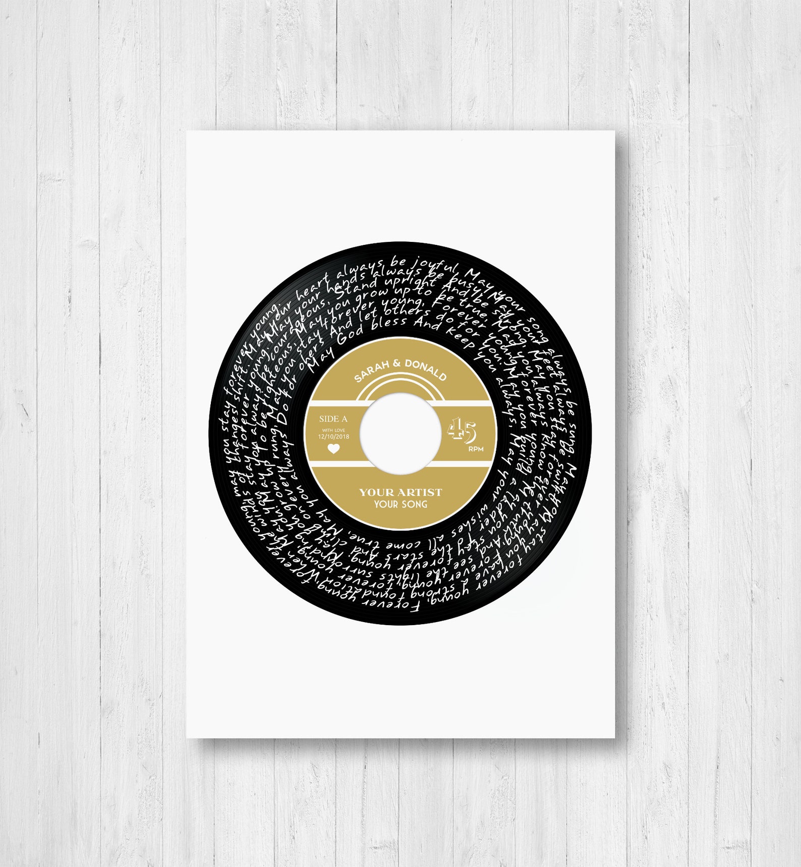 Custom Song Lyrics wall art custom vinyl record art print Etsy