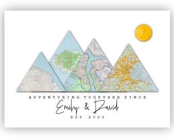 Personalized Travel Map Print, Custom Couples Wall Art (Digital File)