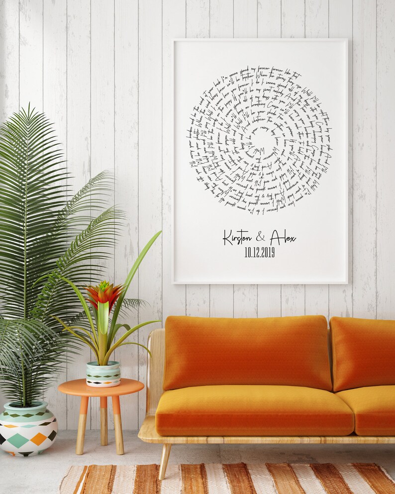 Custom Song Lyrics wall art custom vinyl record art print Etsy