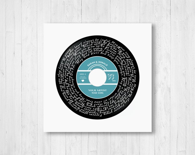 Personalized Vinyl Record Song With Lyrics, Wedding Anniversary Gift, Mother's Day, Gift For Her, Personalized Wedding Memory Gift