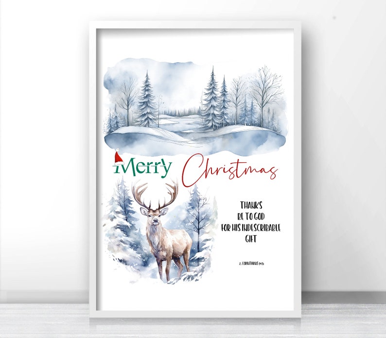 Bible Verse Wall Art, 2 Corinthians 915 Print, Thanks Be to God