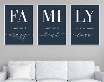 Family Sign Family a Little Bit of Crazy Print Set of 3 | Etsy