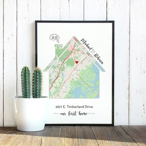 Regalo per la nuova casa, stampa personalizzata per la casa, regalo di inaugurazione della casa, prima casa, stampa della mappa della nuova casa, regalo di trasloco, poster personalizzato, mappa della posizione personalizzata