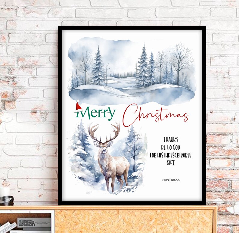 Bible Verse Wall Art, 2 Corinthians 915 Print, Thanks Be to God