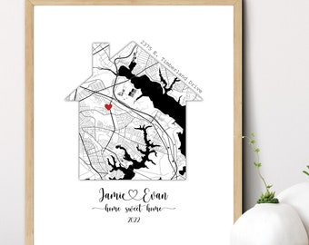 Personalized Map Print, Housewarming Gift, DIGITAL Download